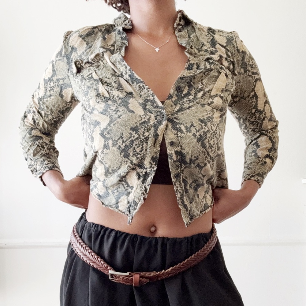 H&M snakeskin print button up